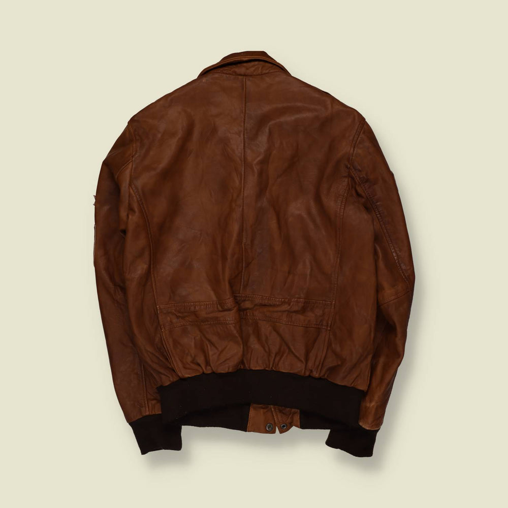 1990s | Aviatrix | Leather Flight Jacket | Tan - S