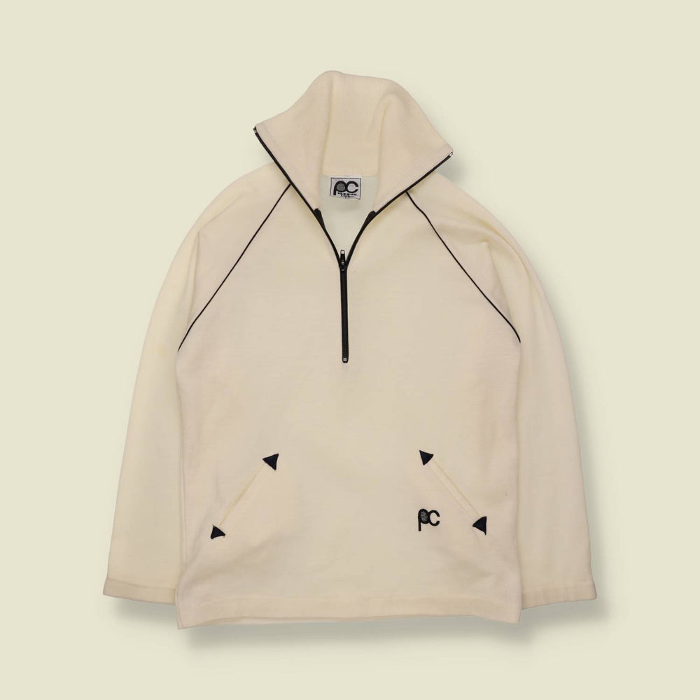 1970s | Pierre Cardin | Quarter-Zip Sports Top | Cream - XXS