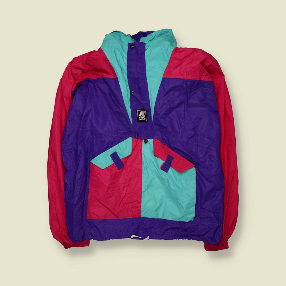 1990s | K-Way 2000 | Windbreaker | Purple, Teal & Pink - 3XL