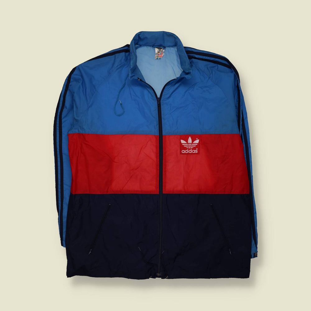 1980s | Adidas | Windbreaker | Blue, Red & Navy - XXL