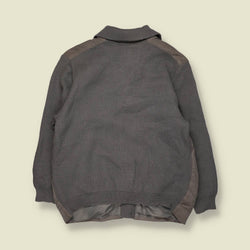 1970s | Leather & Knit Jacket | Grey - M
