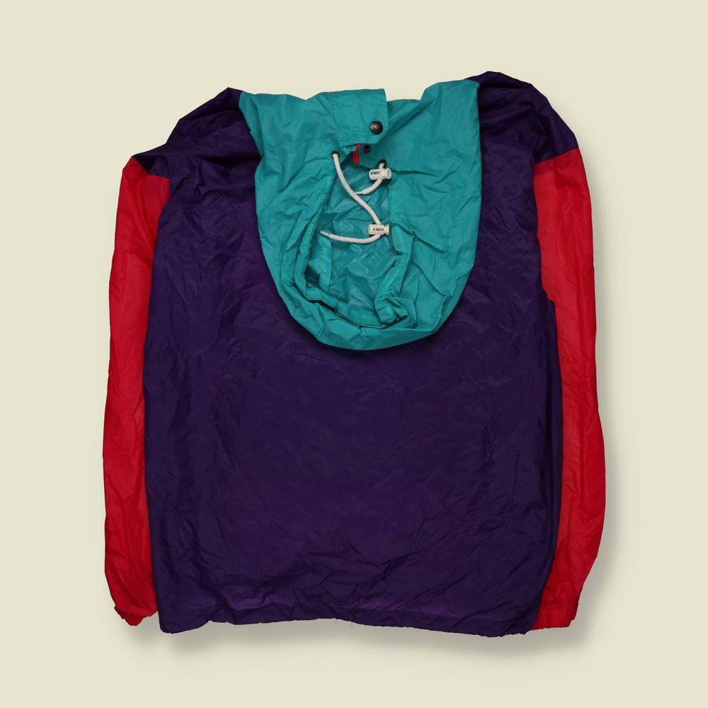 1990s | K-Way | Cagoule | Purple, Teal & Red - 6XL