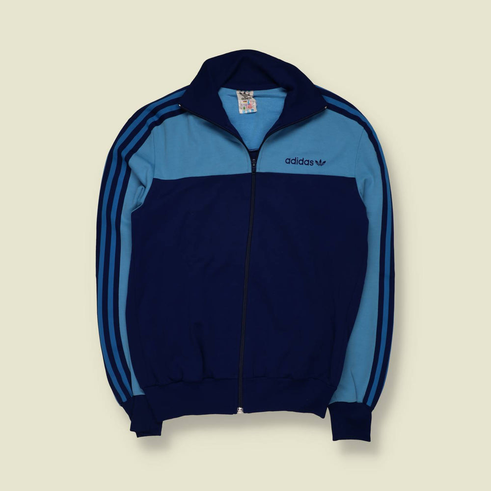 1970s-80s | Adidas | Track Top | Navy & Sky Blue - Made in Hong Kong - XS