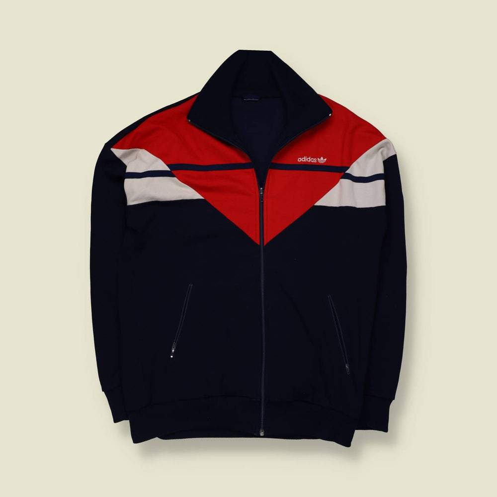 1980s | Adidas | Track Top | Navy, Red & White - M