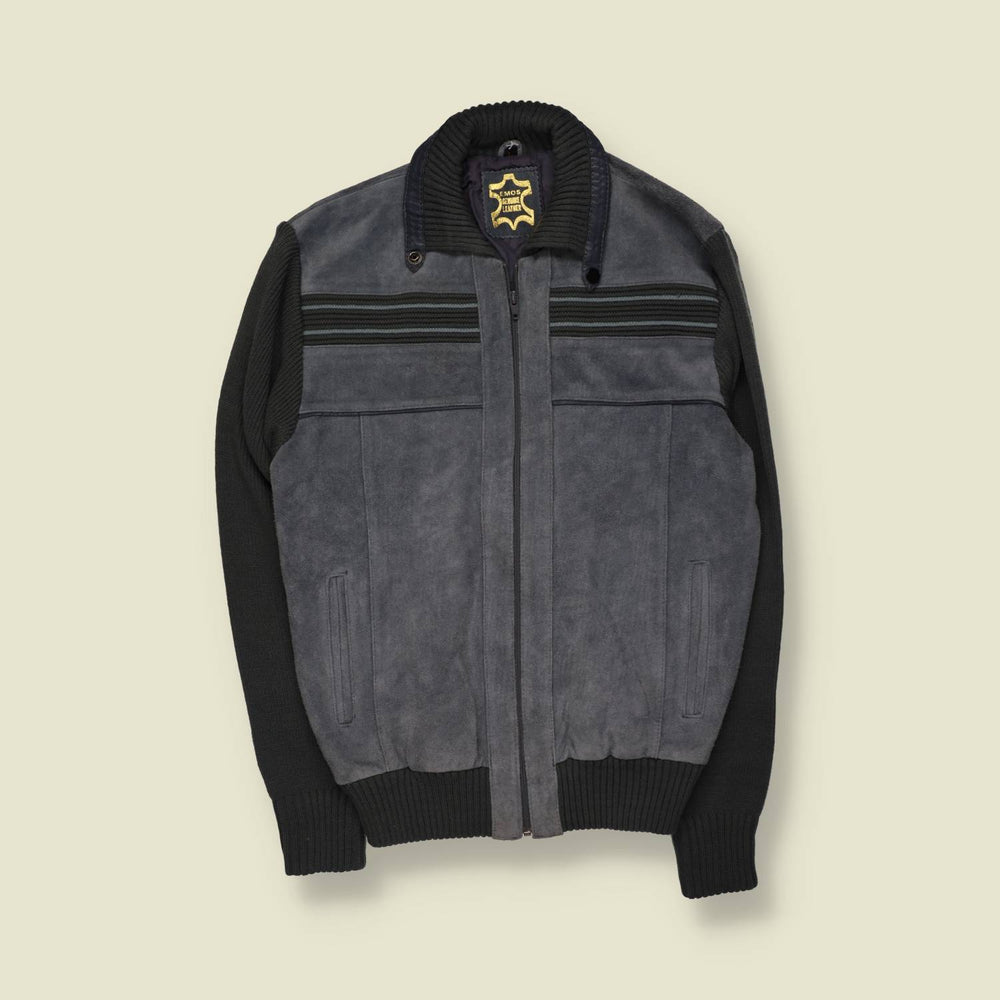 1970s | Emos | Suede & Knit Bomber Jacket | Grey - S