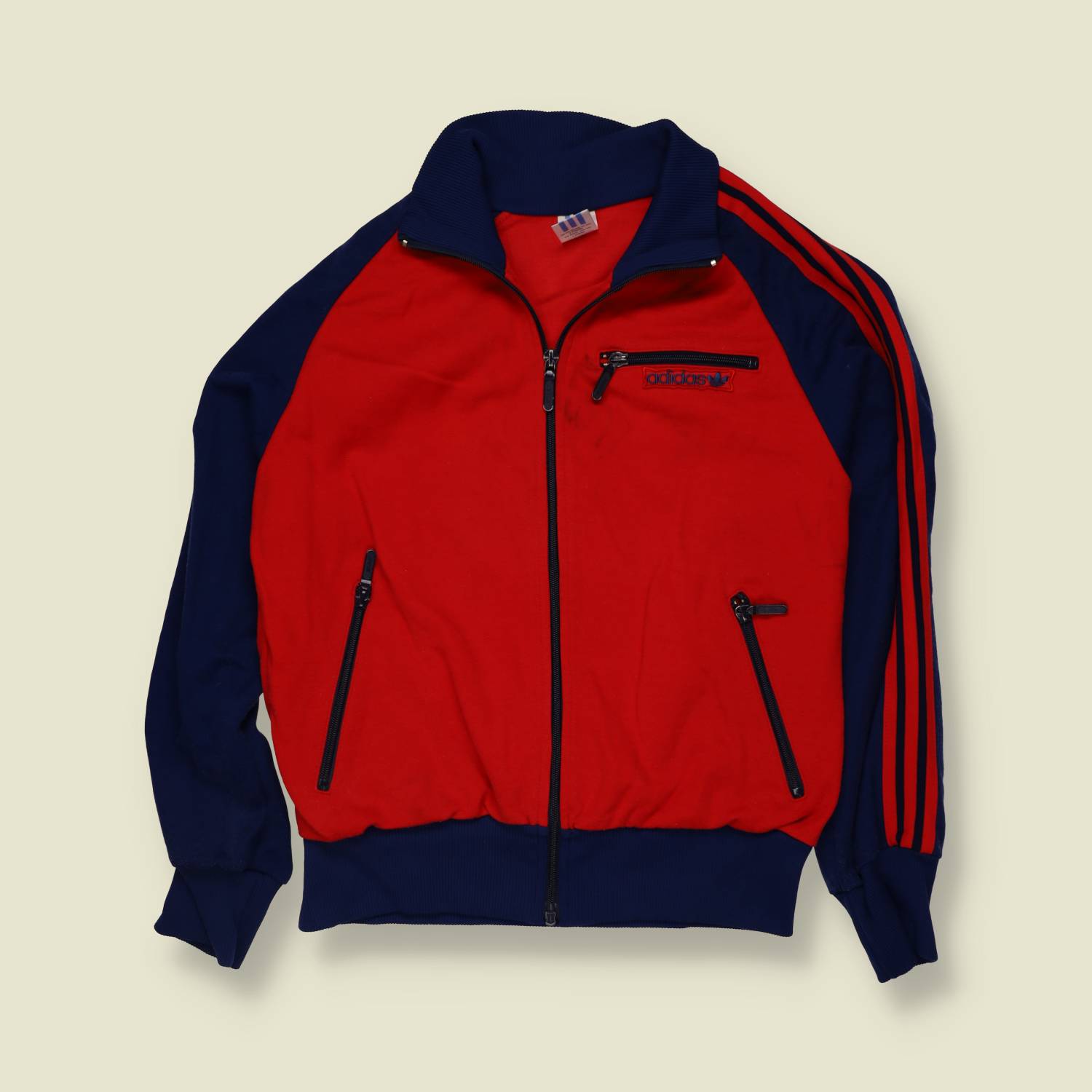 1970s | Adidas | Track Top | Red & Navy - Made in Yugoslavia - XXS