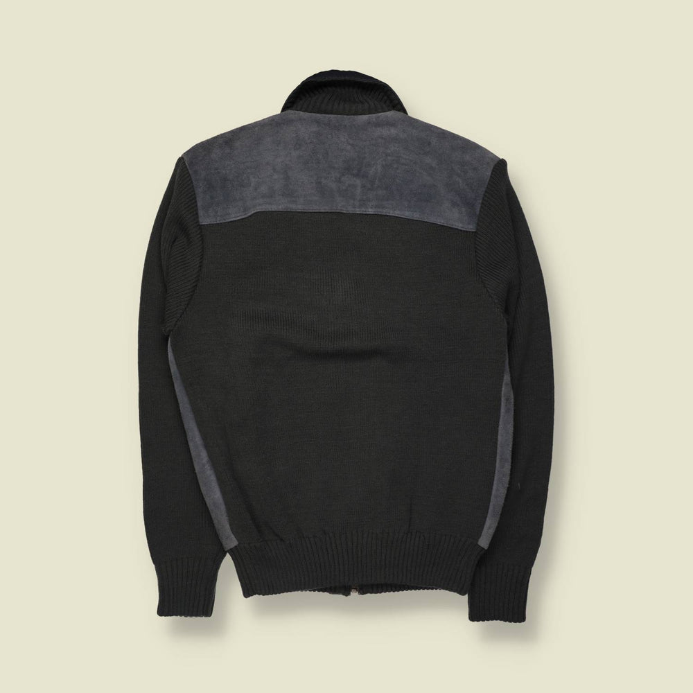 1970s | Emos | Suede & Knit Bomber Jacket | Grey - S
