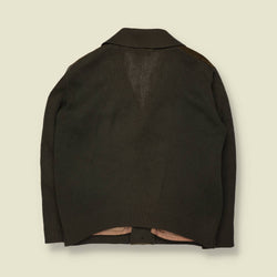 1970s | Suede & Wool Knit Cardigan Jacket | Olive - S