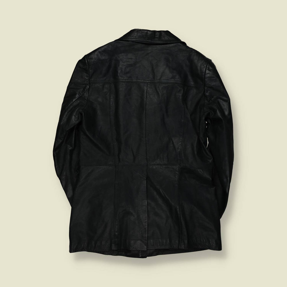 1970s | Leather Safari Jacket | Black - S