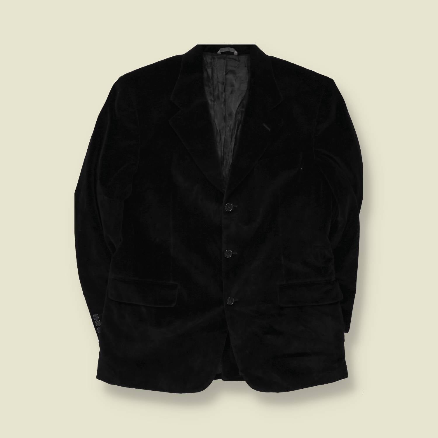 1990s | Duo | Velvet Blazer | Black - L