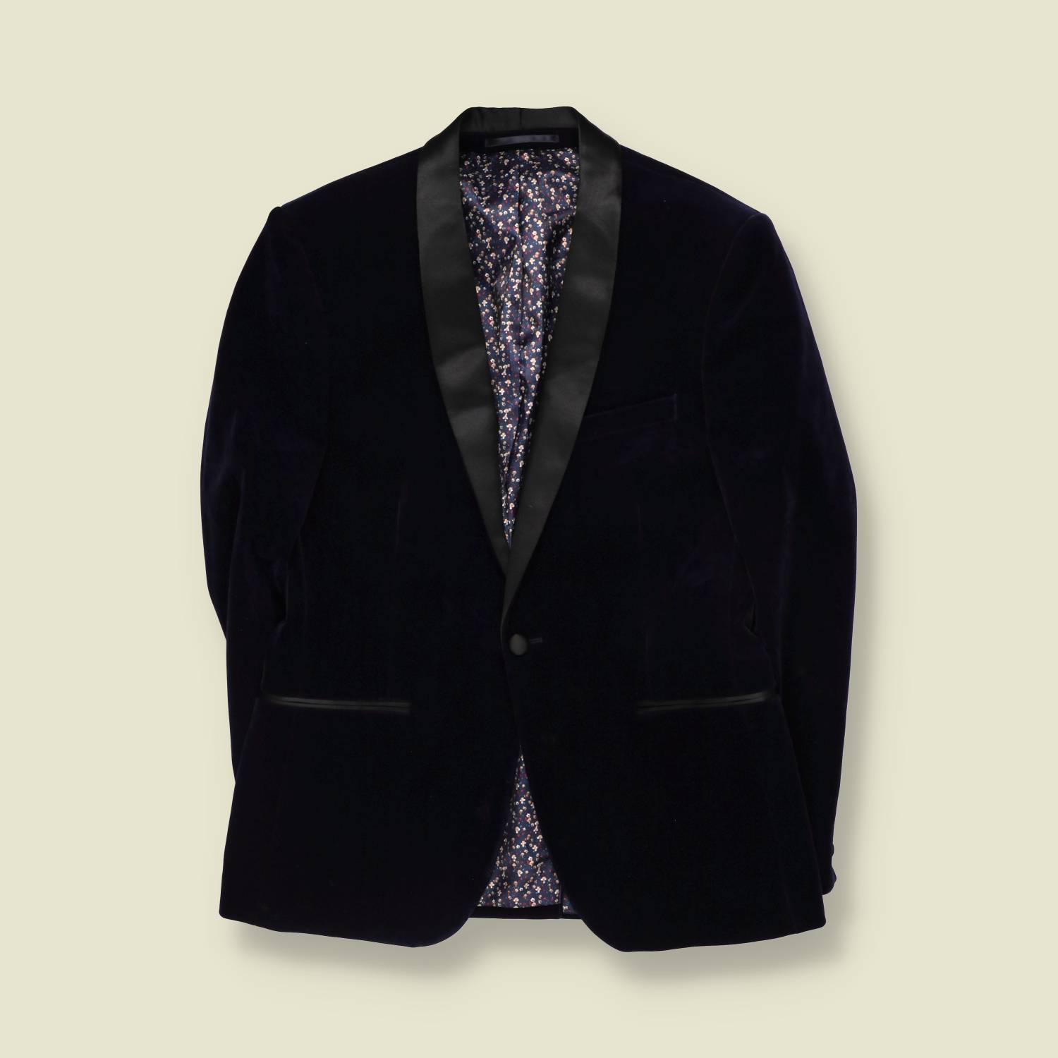 1990s | Linehaus | Velvet Tuxedo Jacket | Navy - S