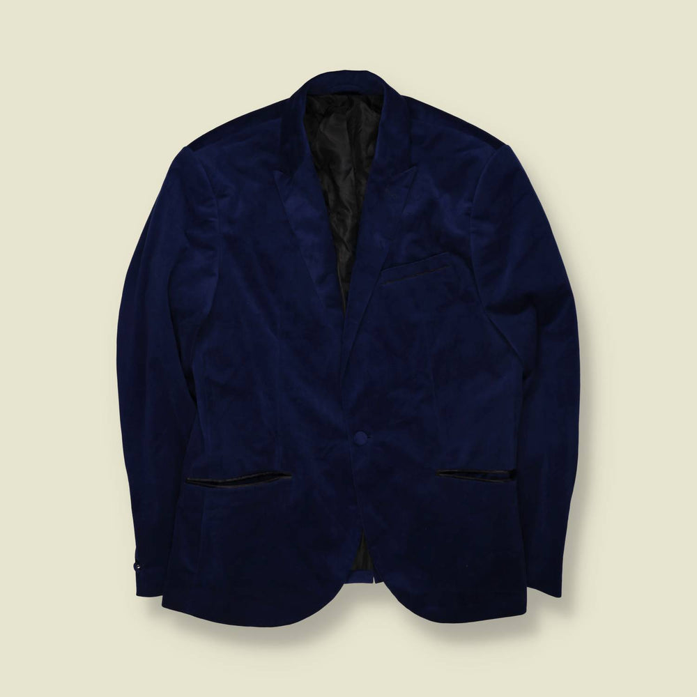 1990s | Angelo Litrico | Velvet Blazer | Navy - L