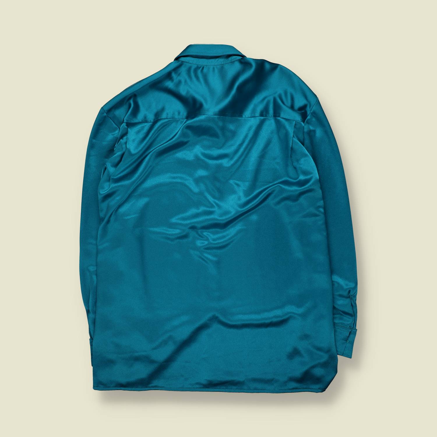 1990s | Satin Shirt | Teal - 5XL
