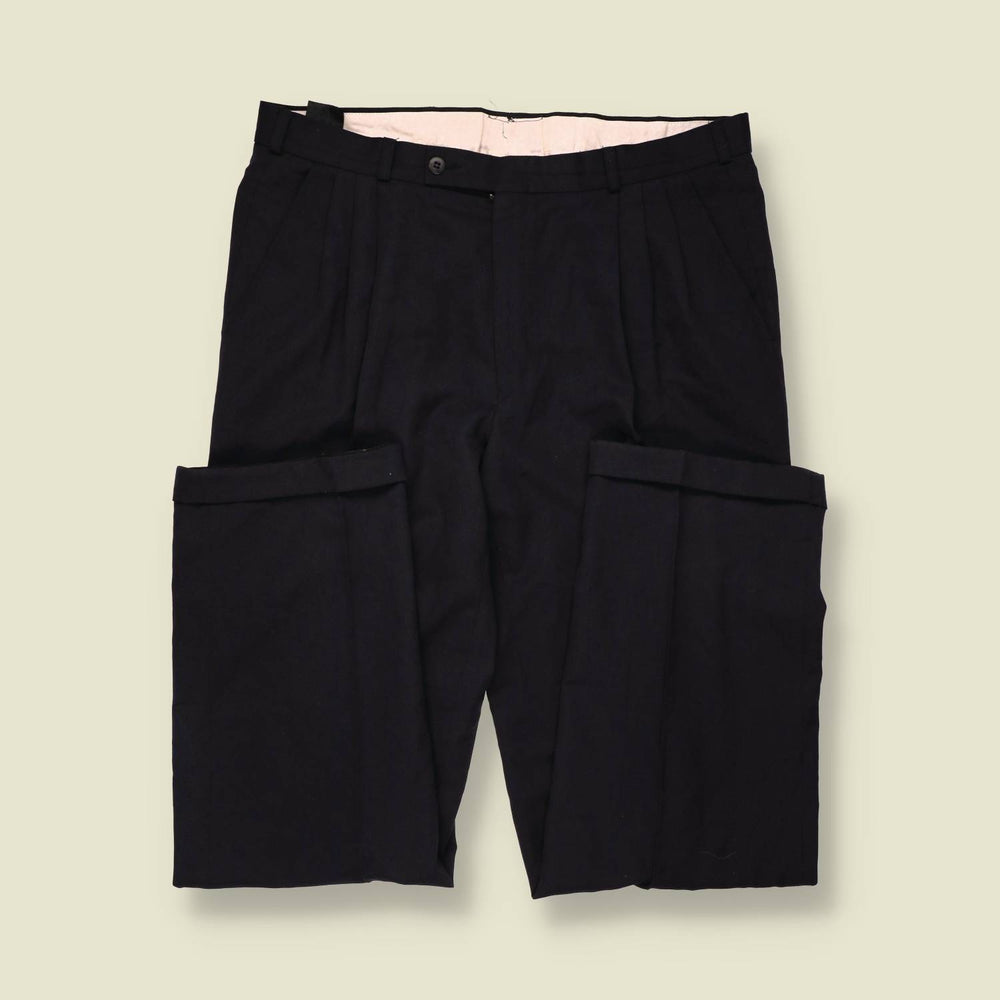 1980s | C&A | Pleated Trousers | Navy - w38