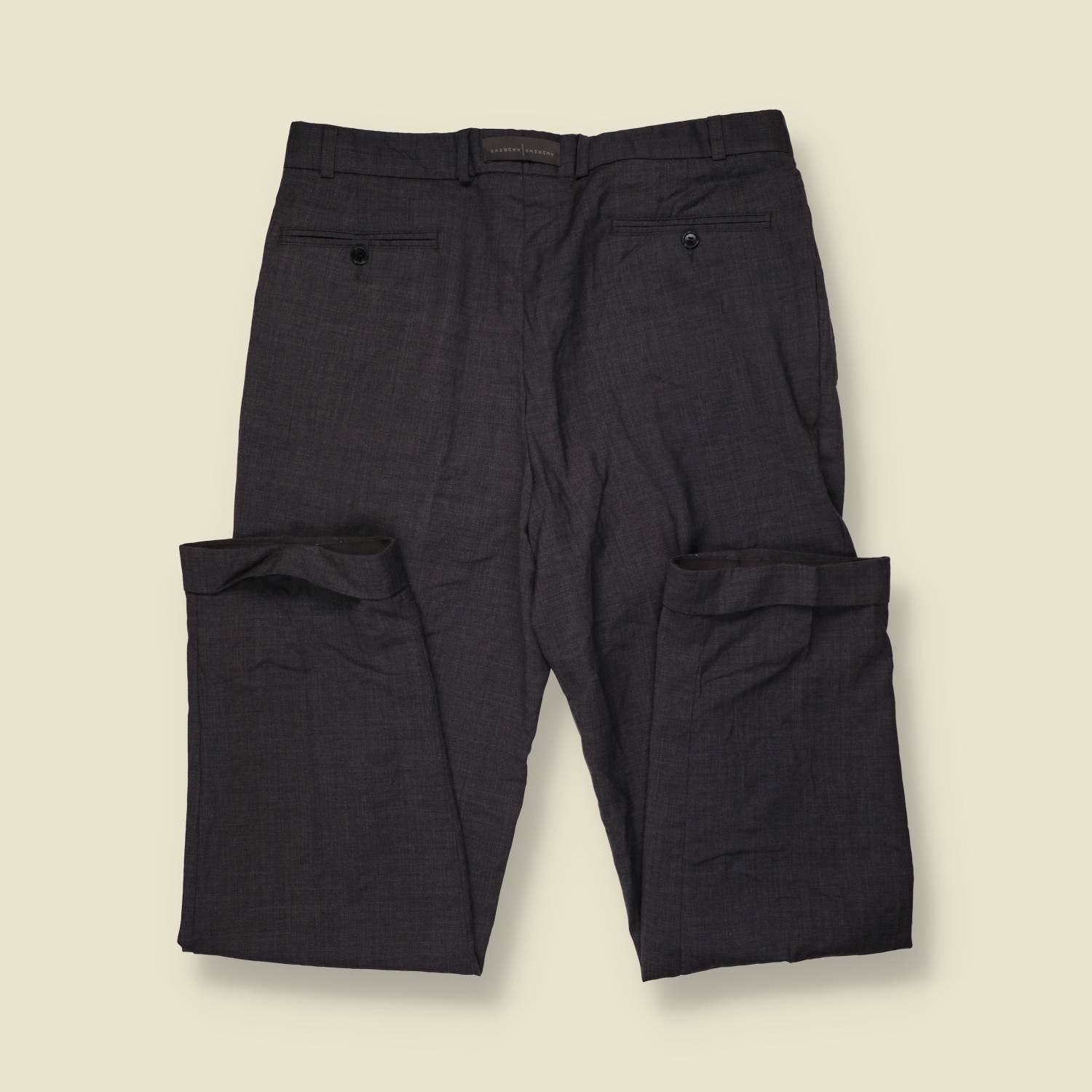 1980s | Pleated Trousers | Charcoal Grey -w36