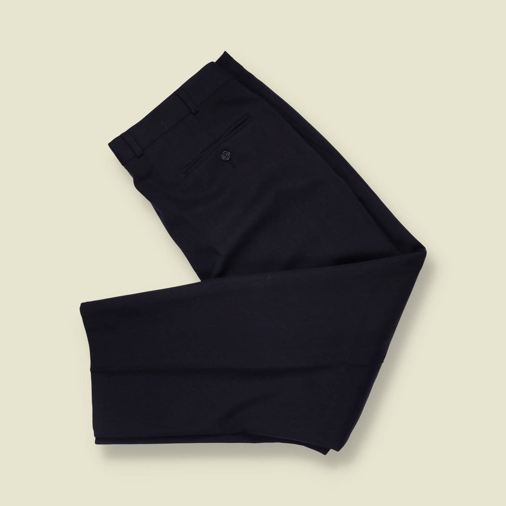 1980s | C&A | Pleated Trousers | Dark Navy - w36