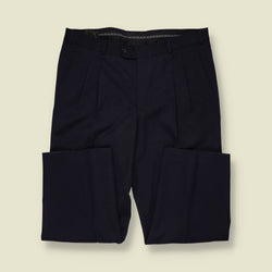 1980s | C&A | Pleated Trousers | Dark Navy - w36