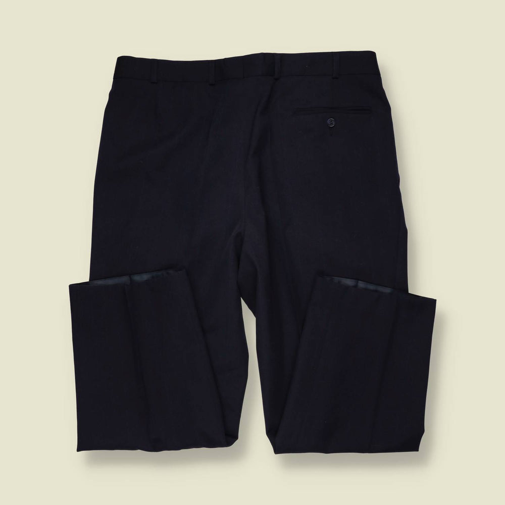 1980s | C&A | Pleated Trousers | Dark Navy - w36