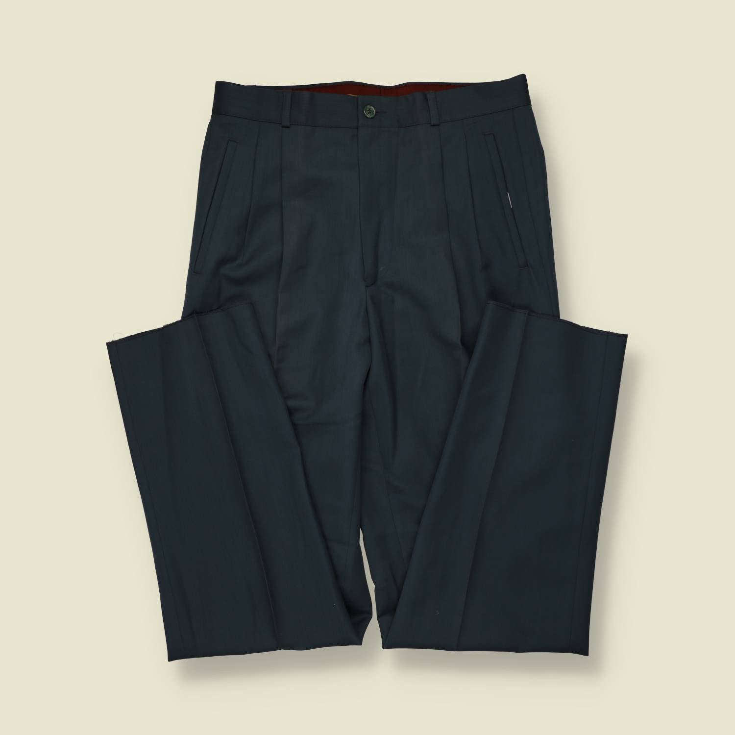 1980s | Luck in Luck | Pleated Trousers | Dark Teal- w32
