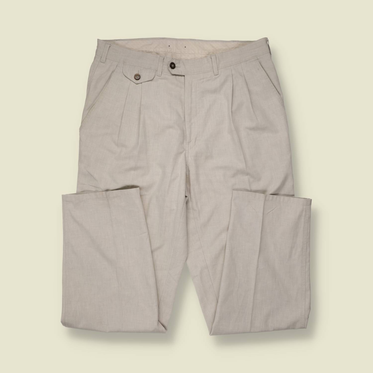 1980s | Pleated Trousers | Stone White - w36