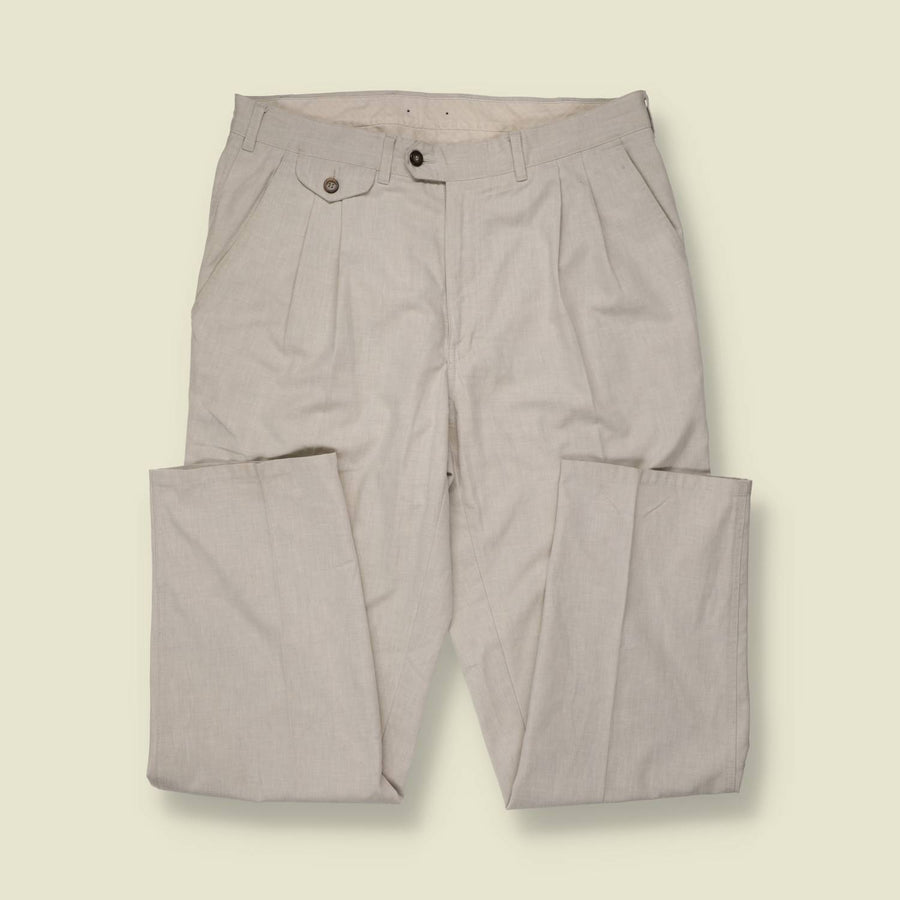 1980s | Pleated Trousers | Stone White - w36