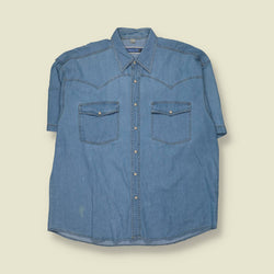 1990s | Chaser | Western Denim Shirt - Short Sleeve - 3XL