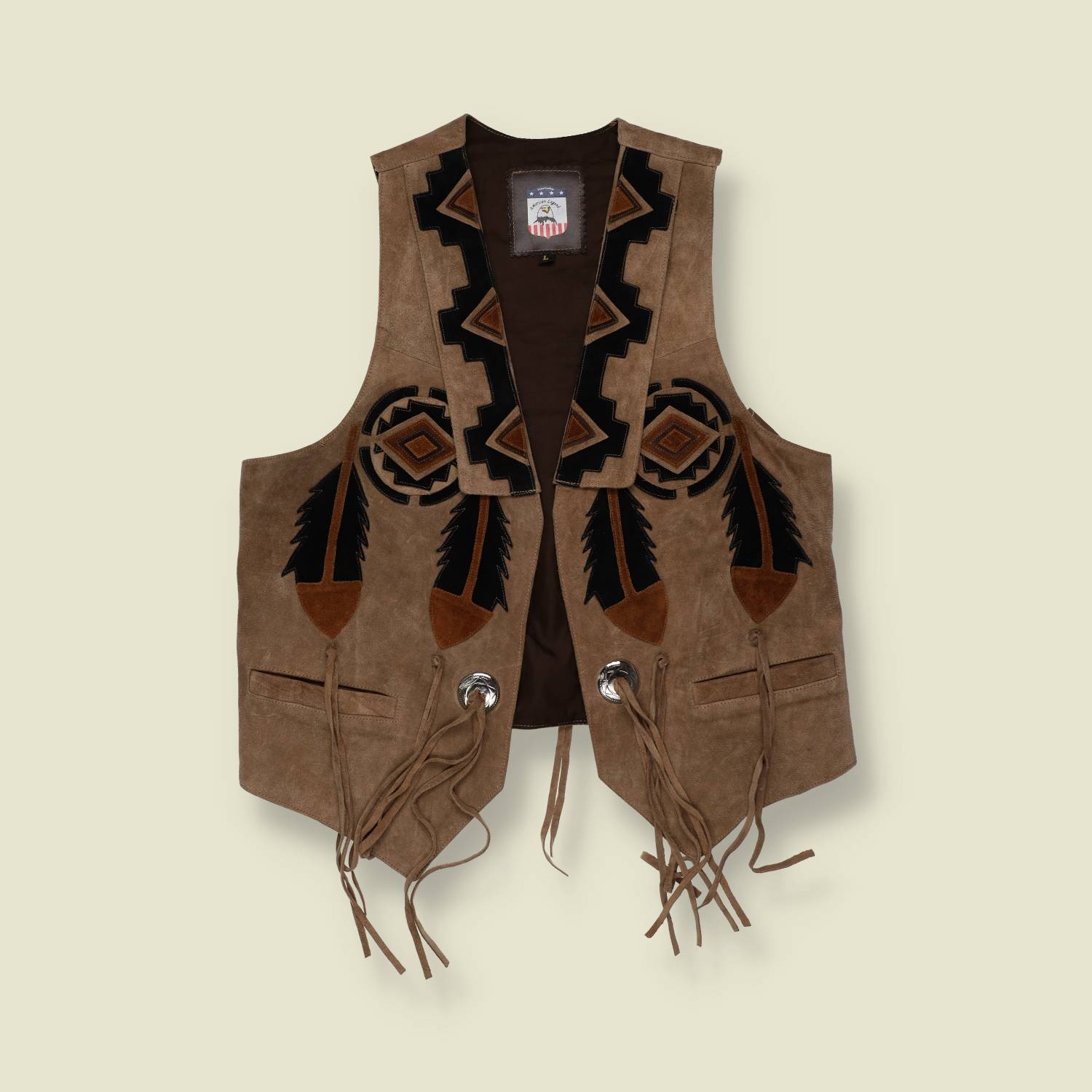 1990s Leather Tassel Western Vest - L