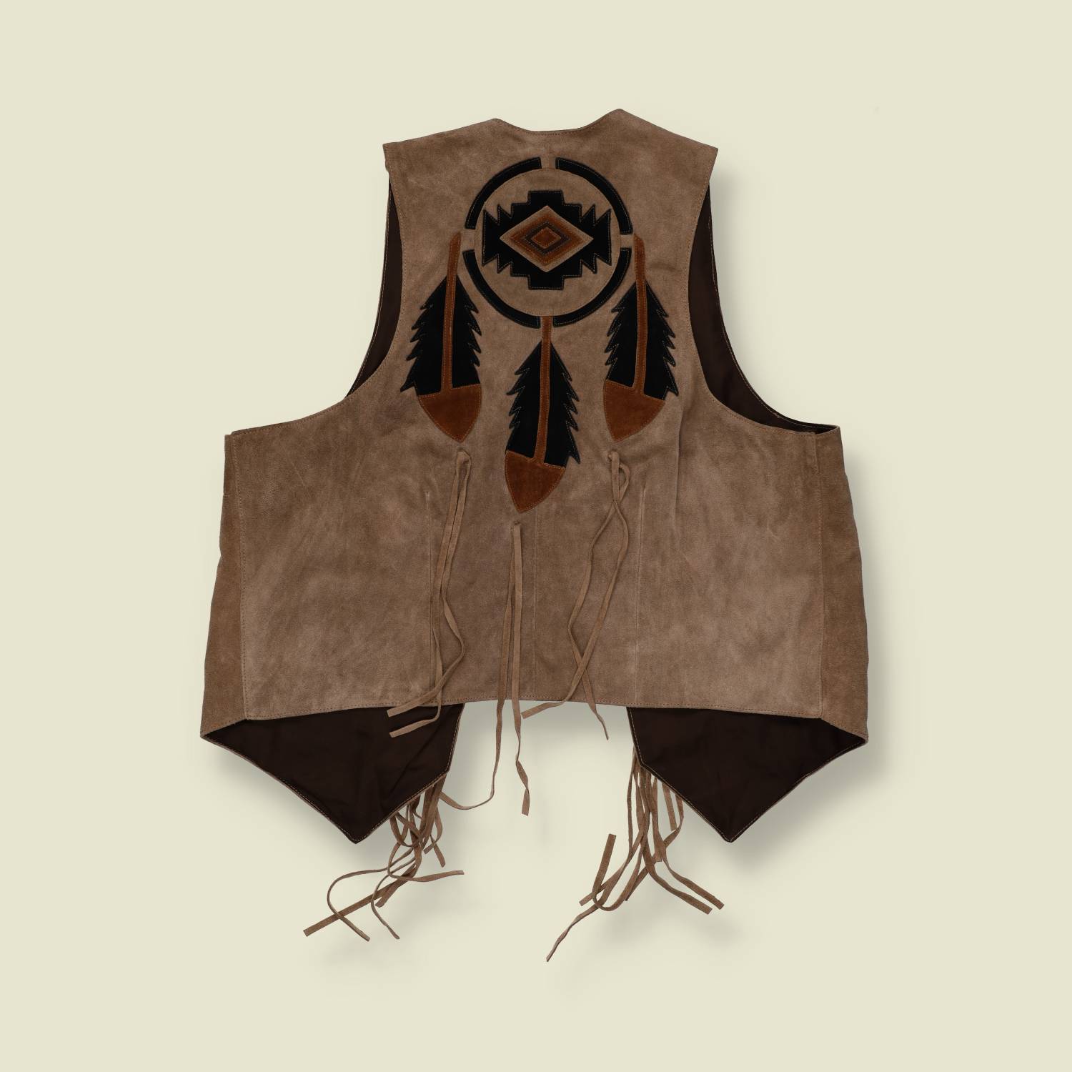 1990s Leather Tassel Western Vest - L