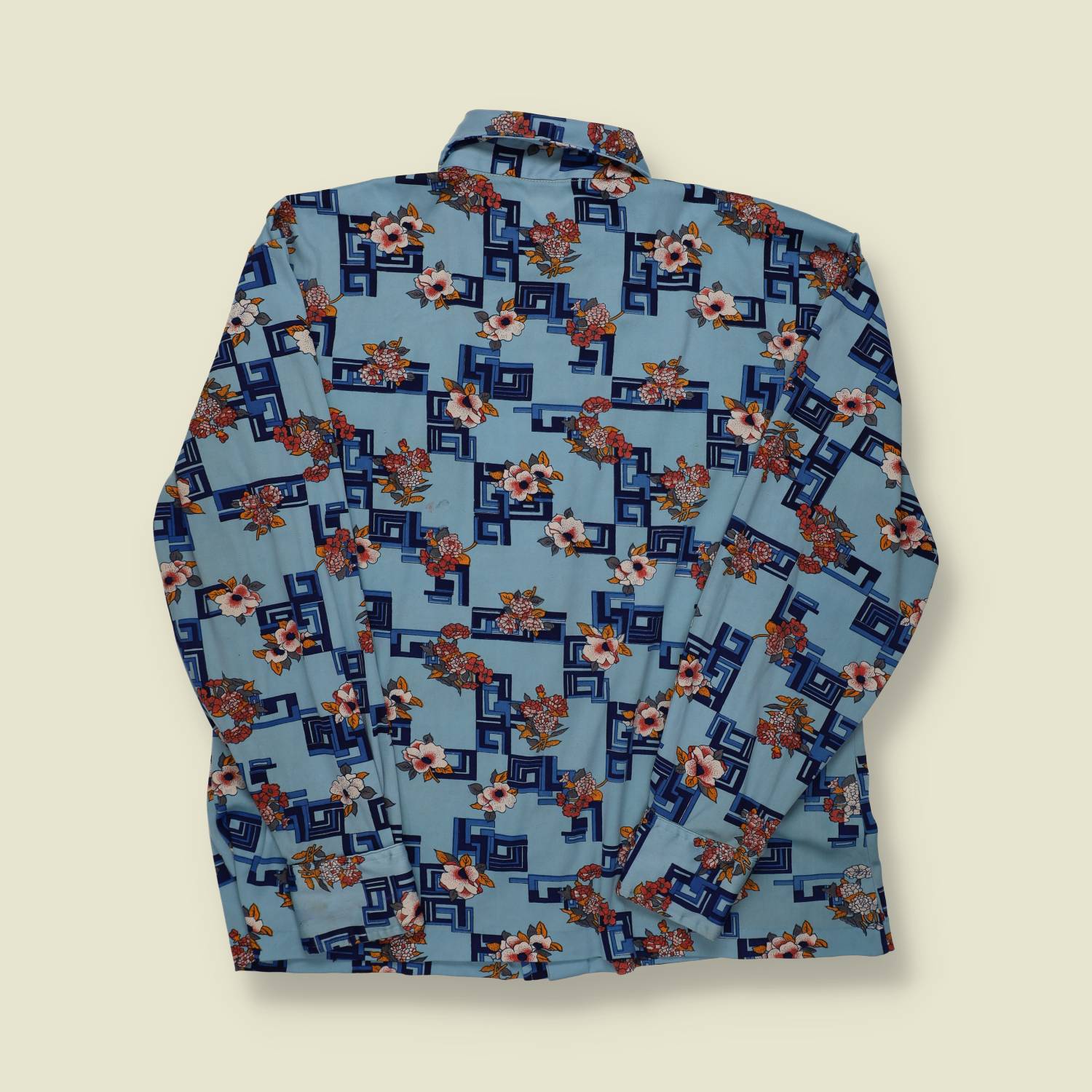1970s Disco Era Floral Print Shirt - L
