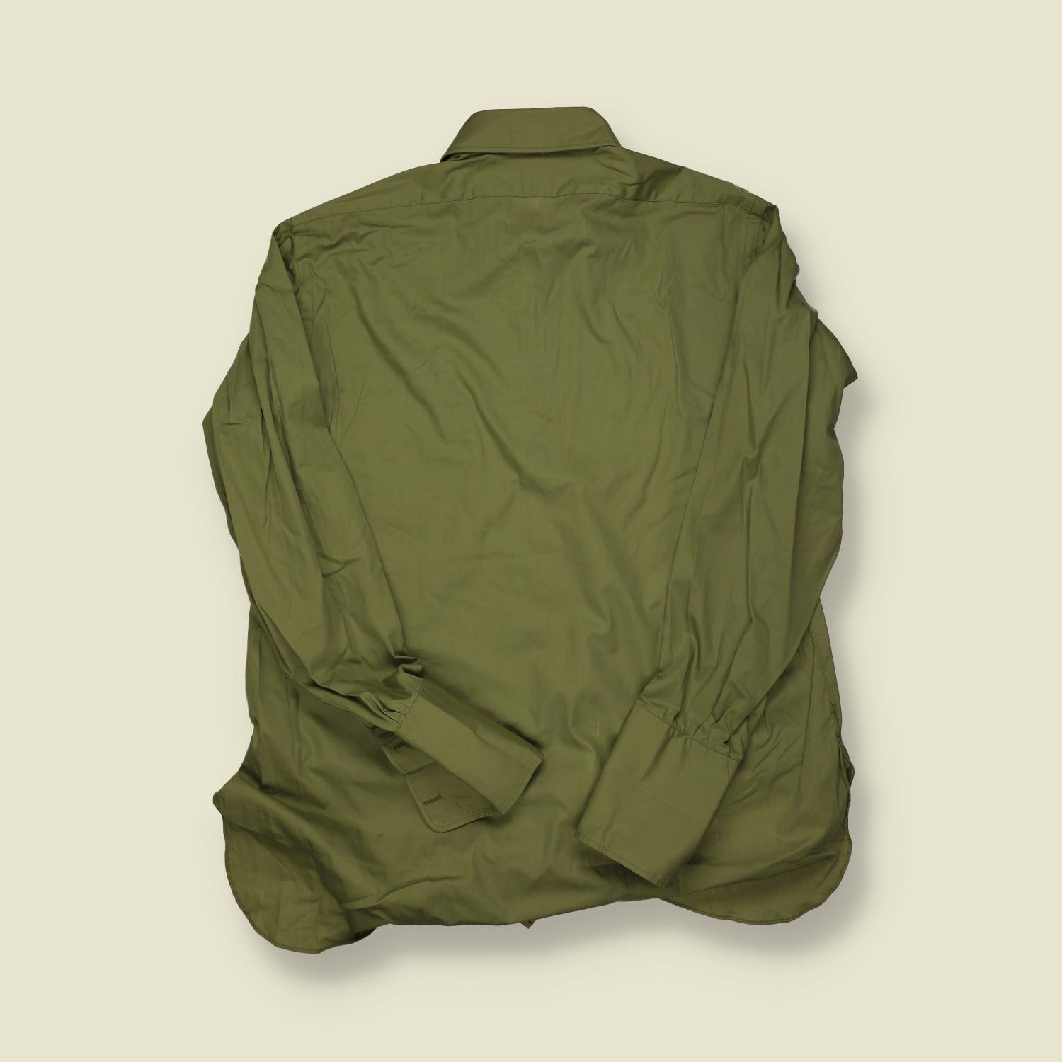 1970s Cuff Link Plain Green Shirt - XL
