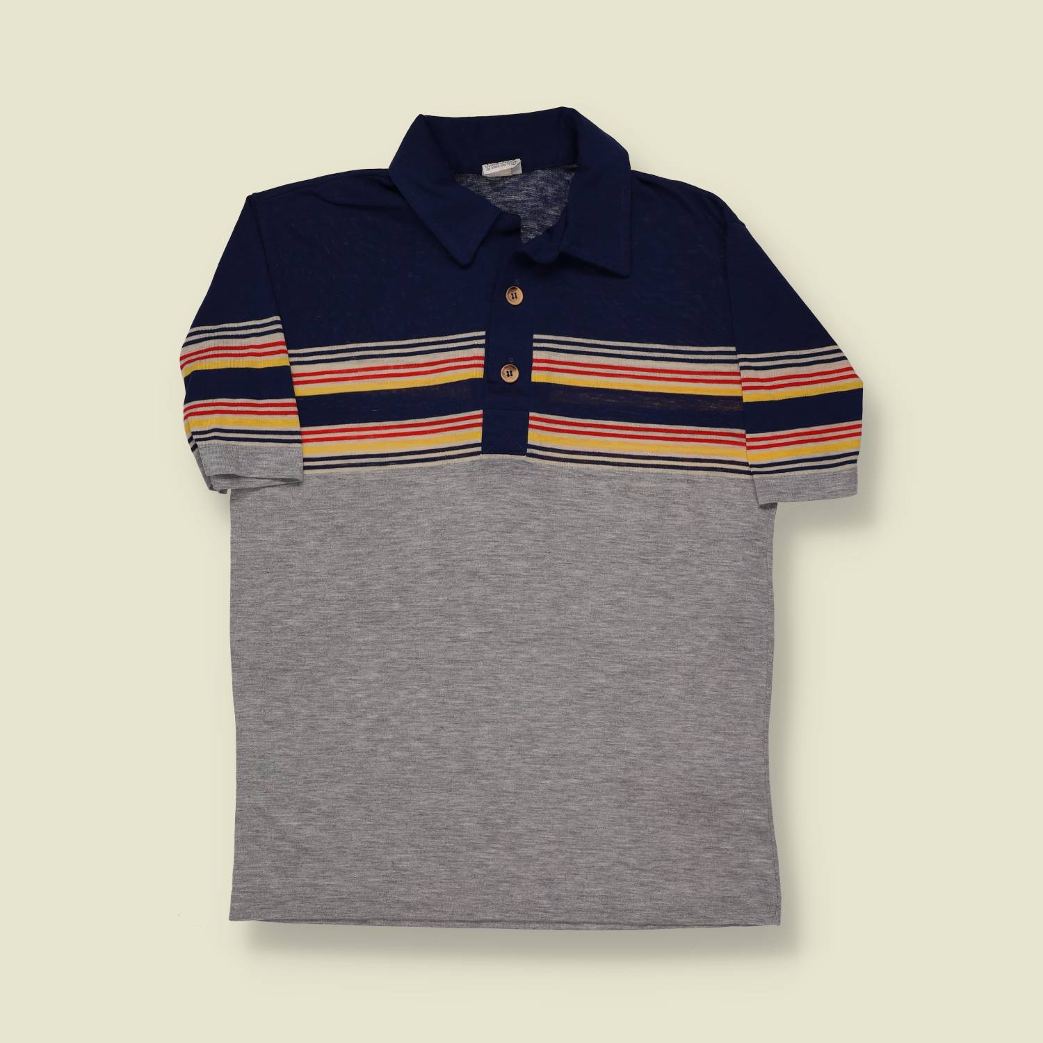 1970s Striped Cotton Polo Top - S/M