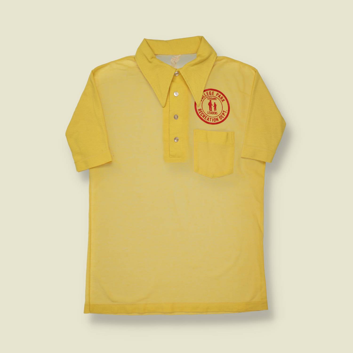 1970s College Park Yellow Polo Top - S/M