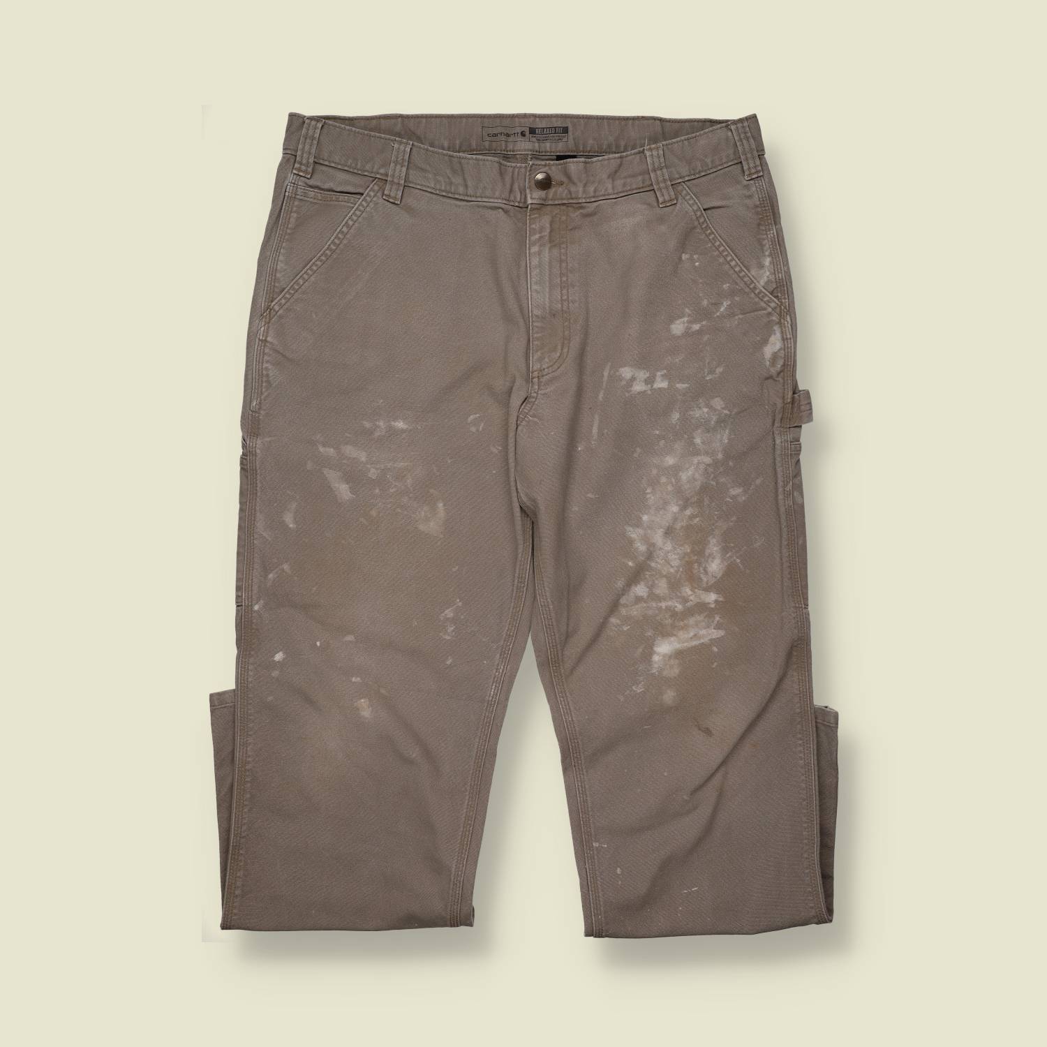 Y2K Thrashed Paint Splattered Distressed Carharrt Jeans - 34"