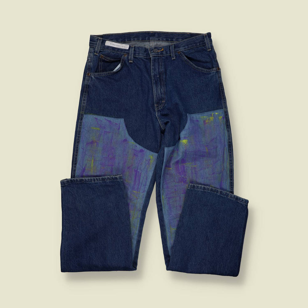 1990s Paint Splattered Double Knee Jeans - 32"