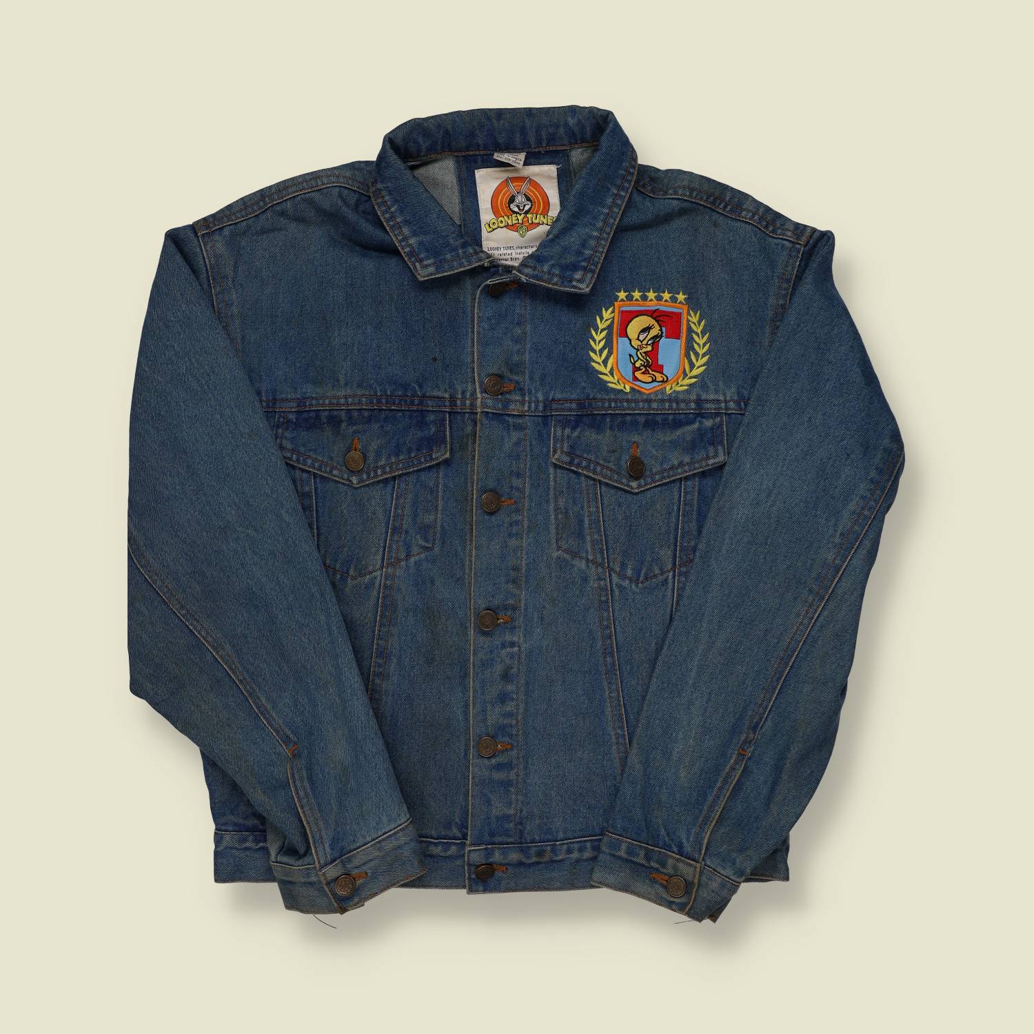 1998 Warner Brothers Looney Tunes Tweety Wear Denim Jacket - M/L