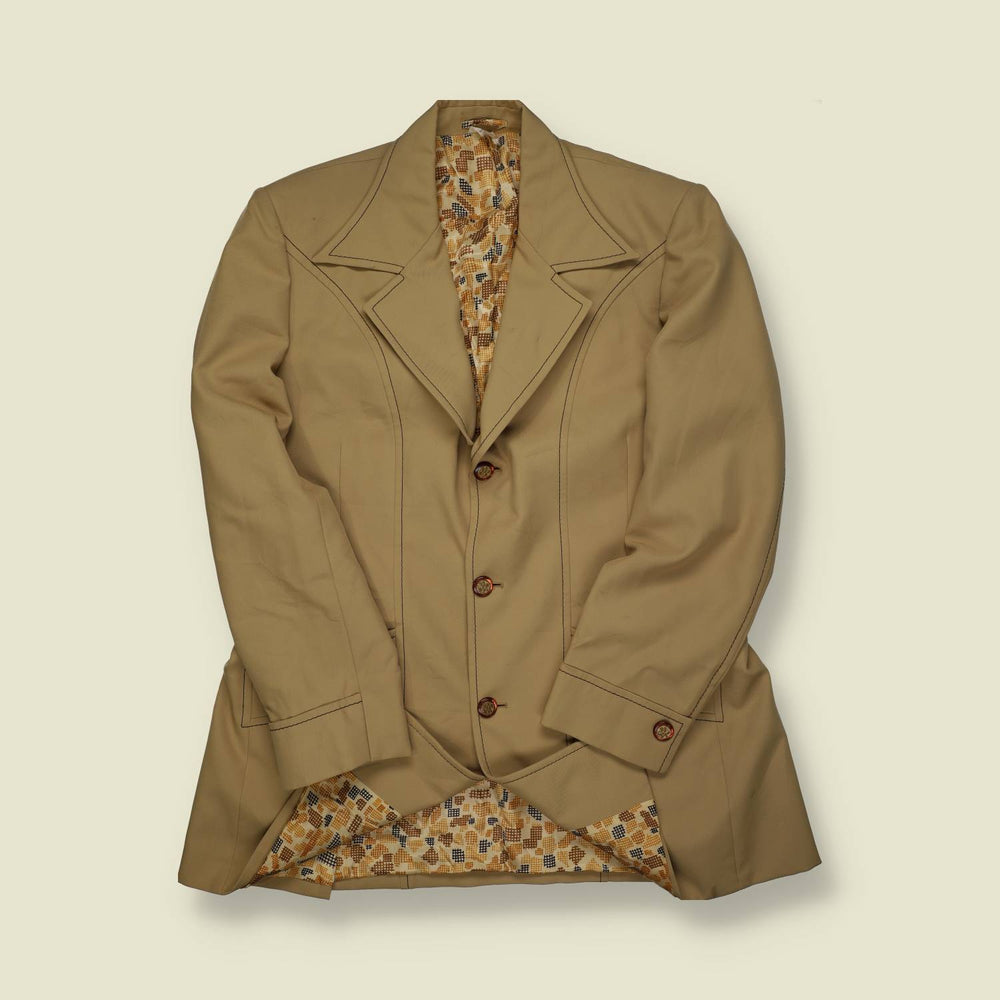 1970s | European Tailored | Cotton Blazer Jacket | Tan – M/L