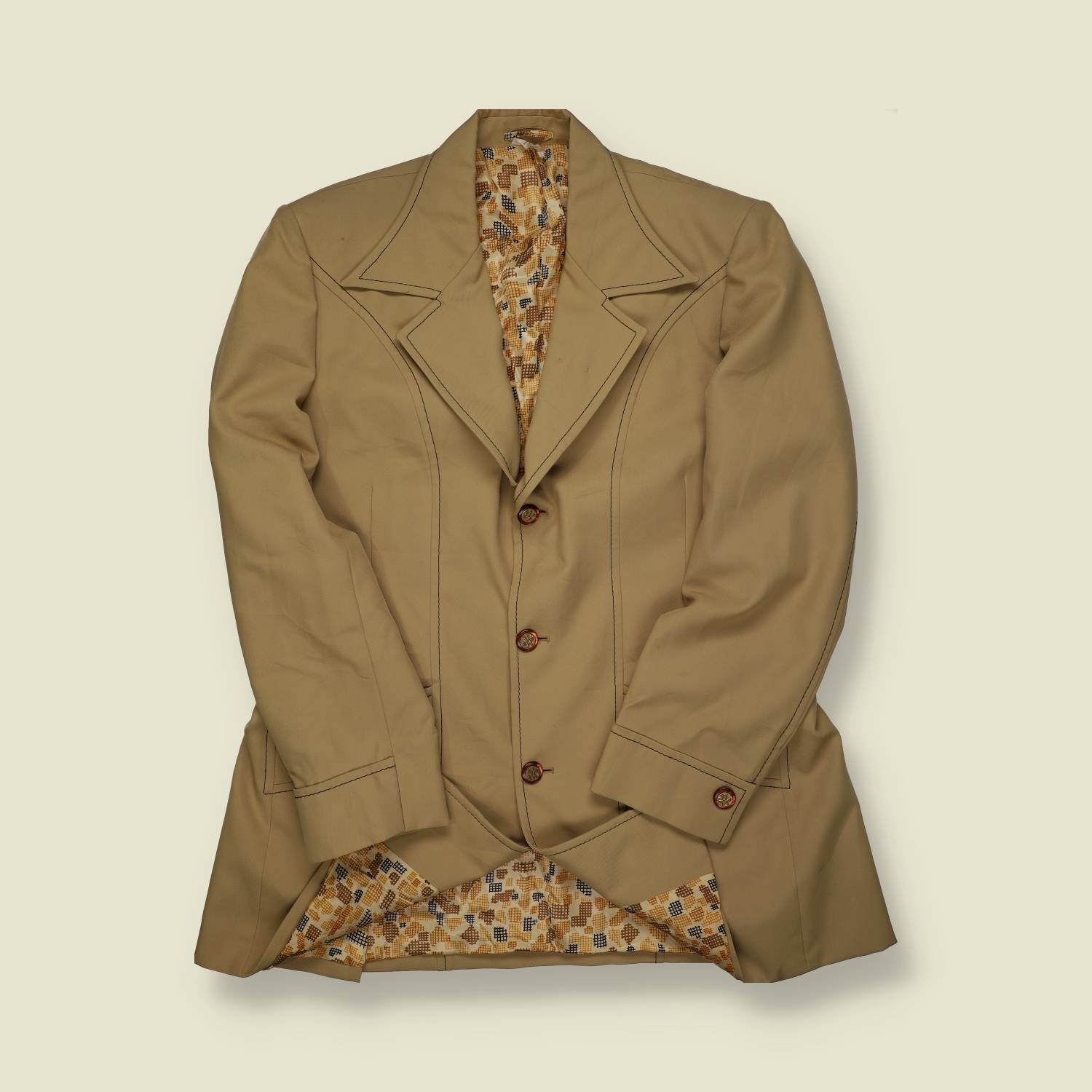 1970s | European Tailored | Cotton Blazer Jacket | Tan – M/L