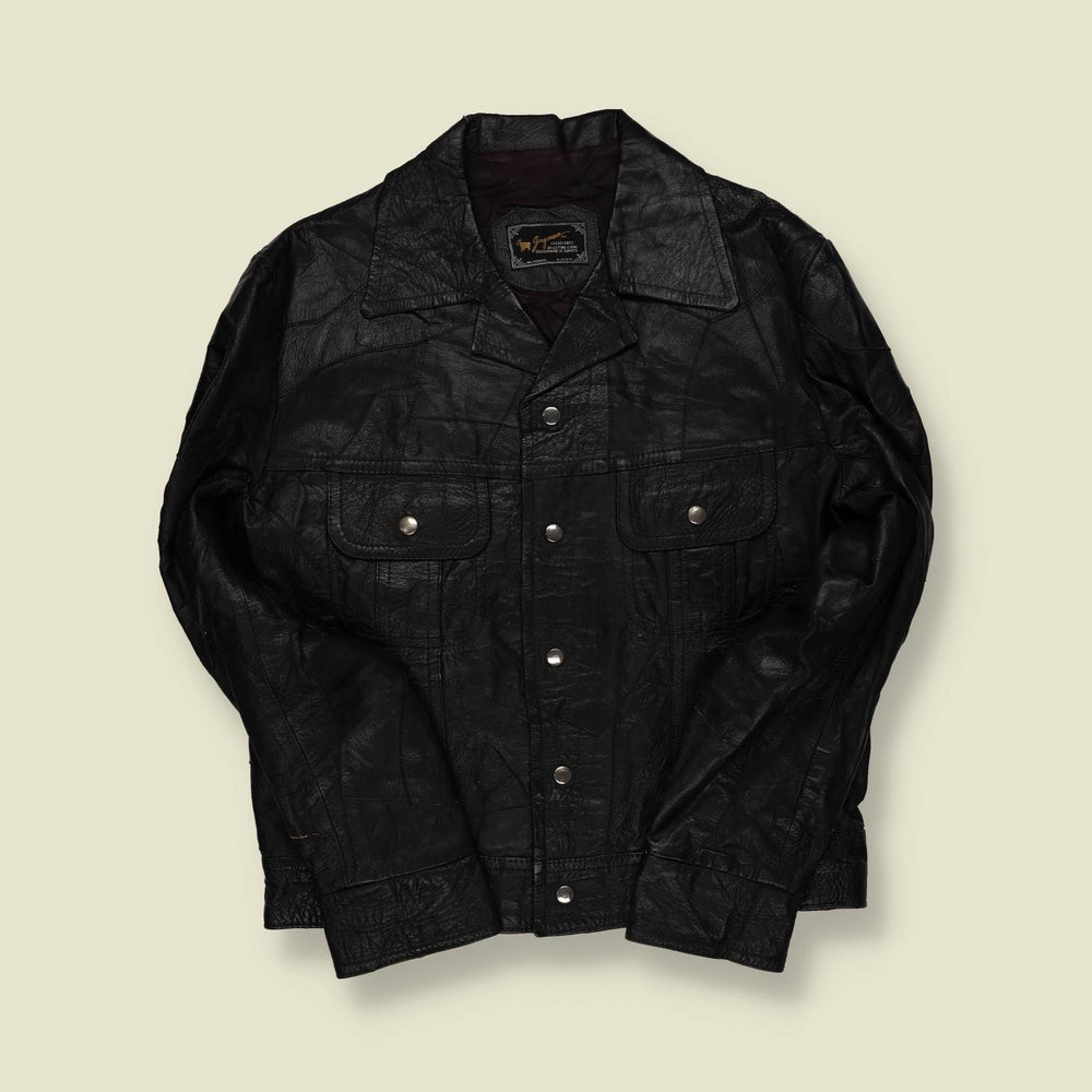 1970s | Gugman | Leather Trucker Jacket | Black – M