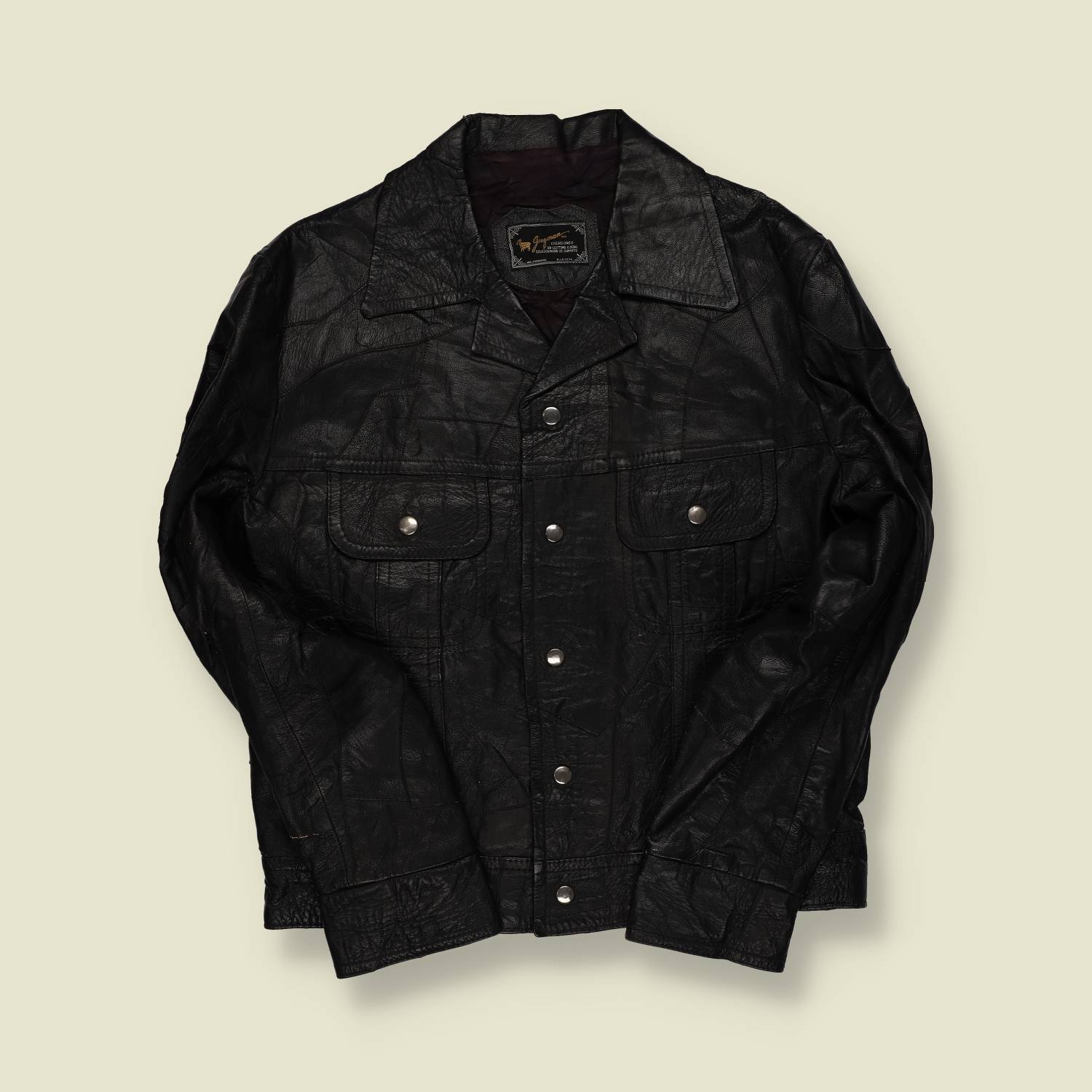 1970s | Gugman | Leather Trucker Jacket | Black – M