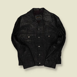 1970s | Gugman | Leather Trucker Jacket | Black – M