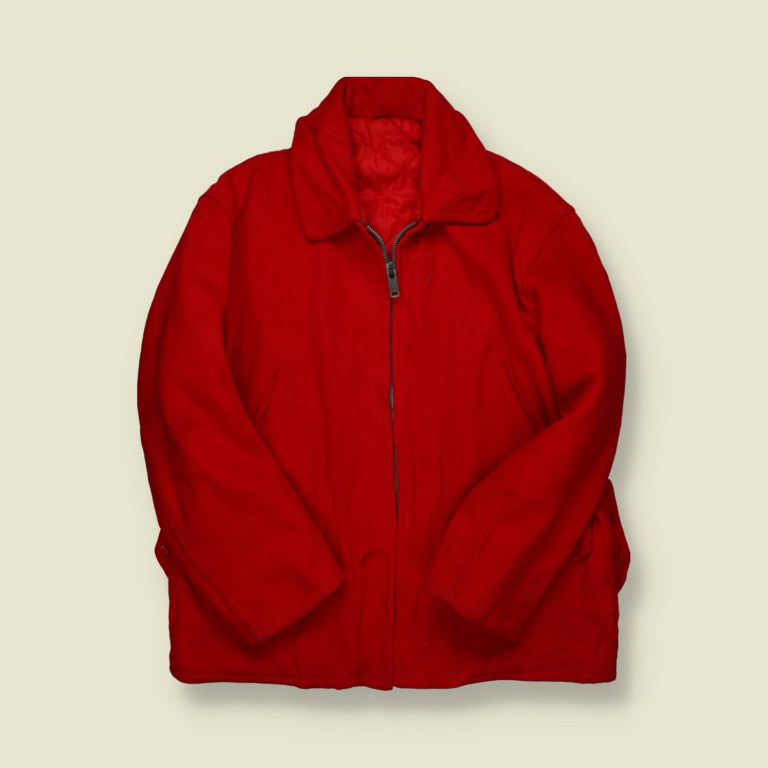 1960s | Quilted Wool Work Jacket | Red - L