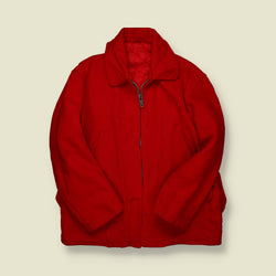 1960s | Quilted Wool Work Jacket | Red - L