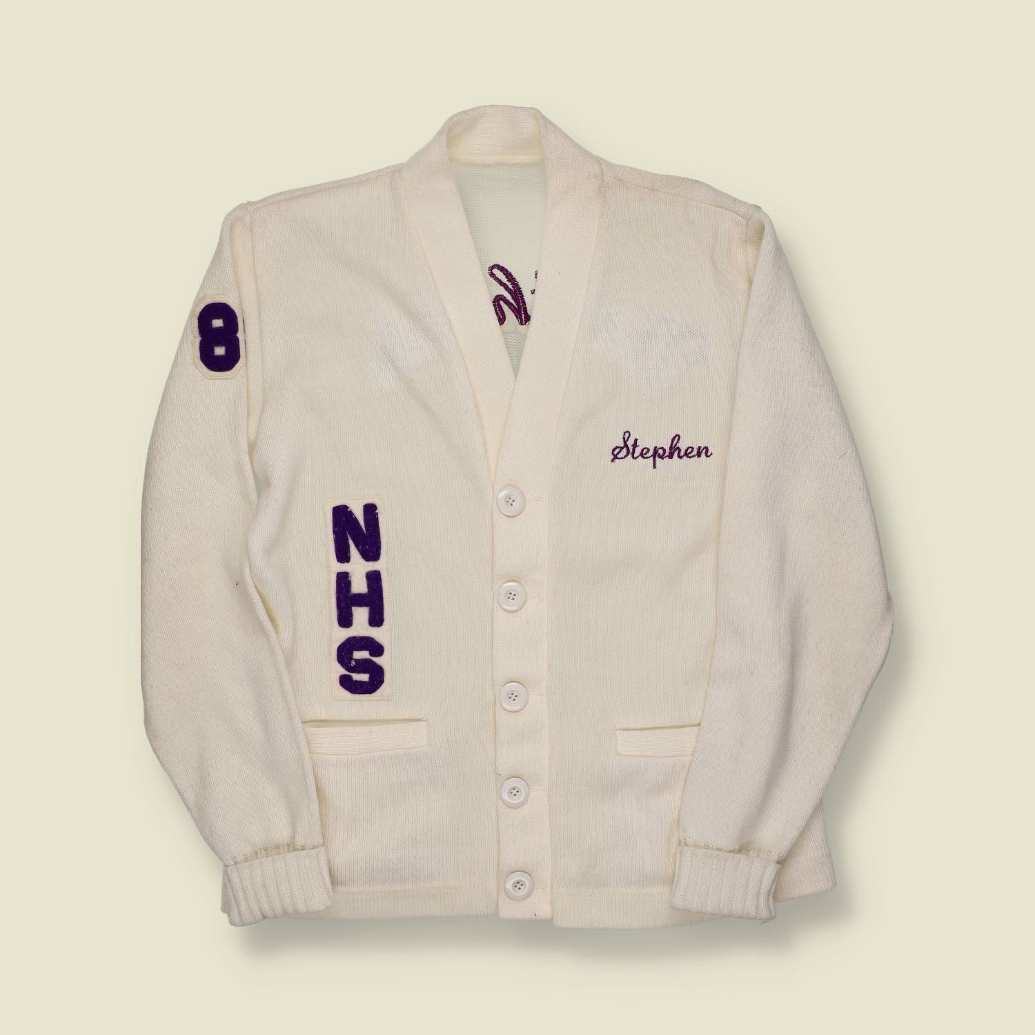 1980s | Varsity | Wool Letterman Cardigan | “Northside” | Cream – S