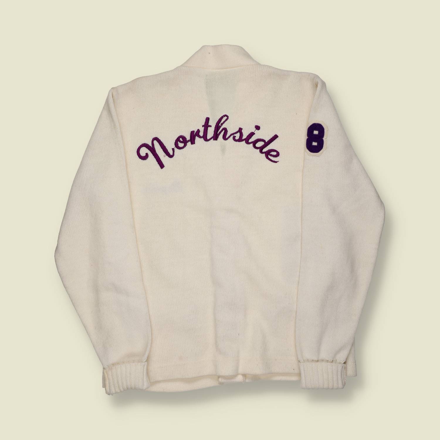 1980s | Varsity | Wool Letterman Cardigan | “Northside” | Cream – S