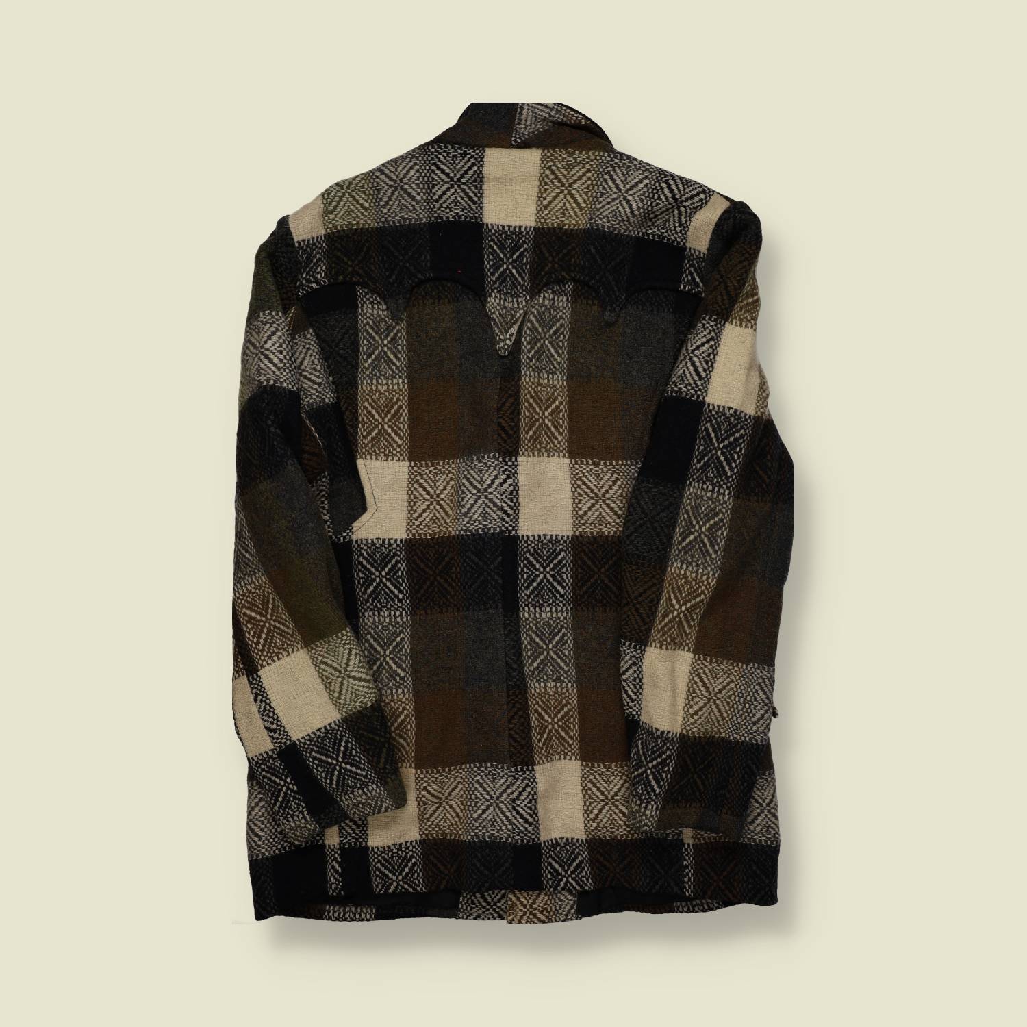 1970s | Pioneer Wear | Blanket Wool Western Jacket | Brown / Cream Plaid – S