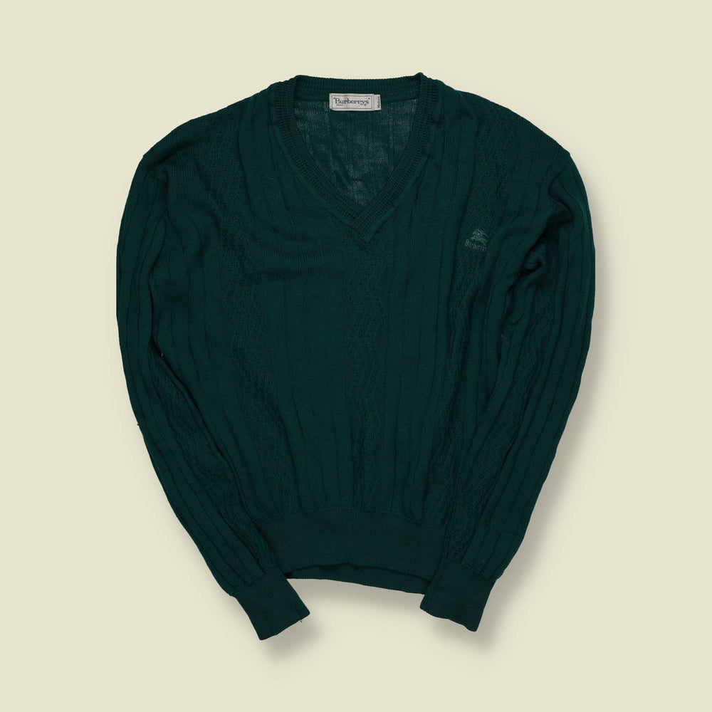 1980s–1990s | Burberry’s | V-Neck Ribbed Knit Jumper – M