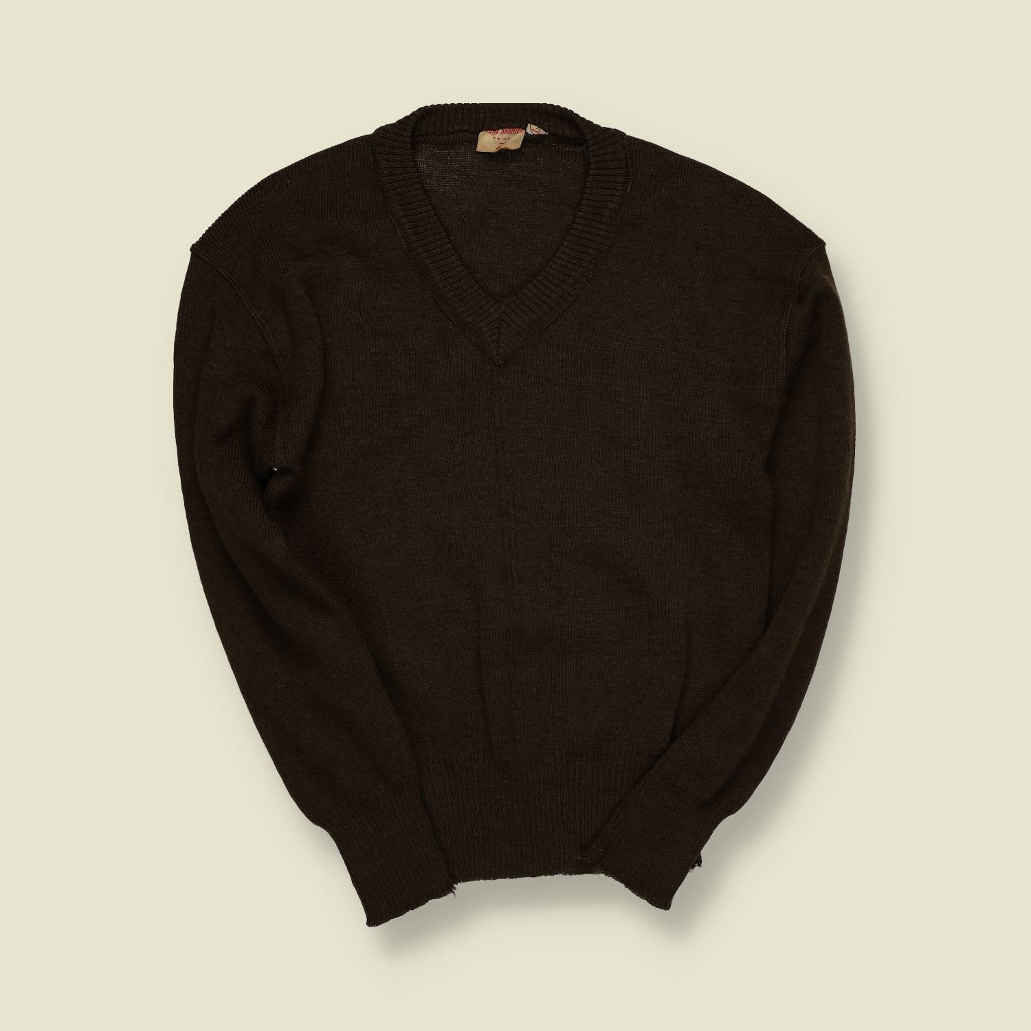 1960s | Unbranded | Tight Gauge V-Neck Knit Jumper – S