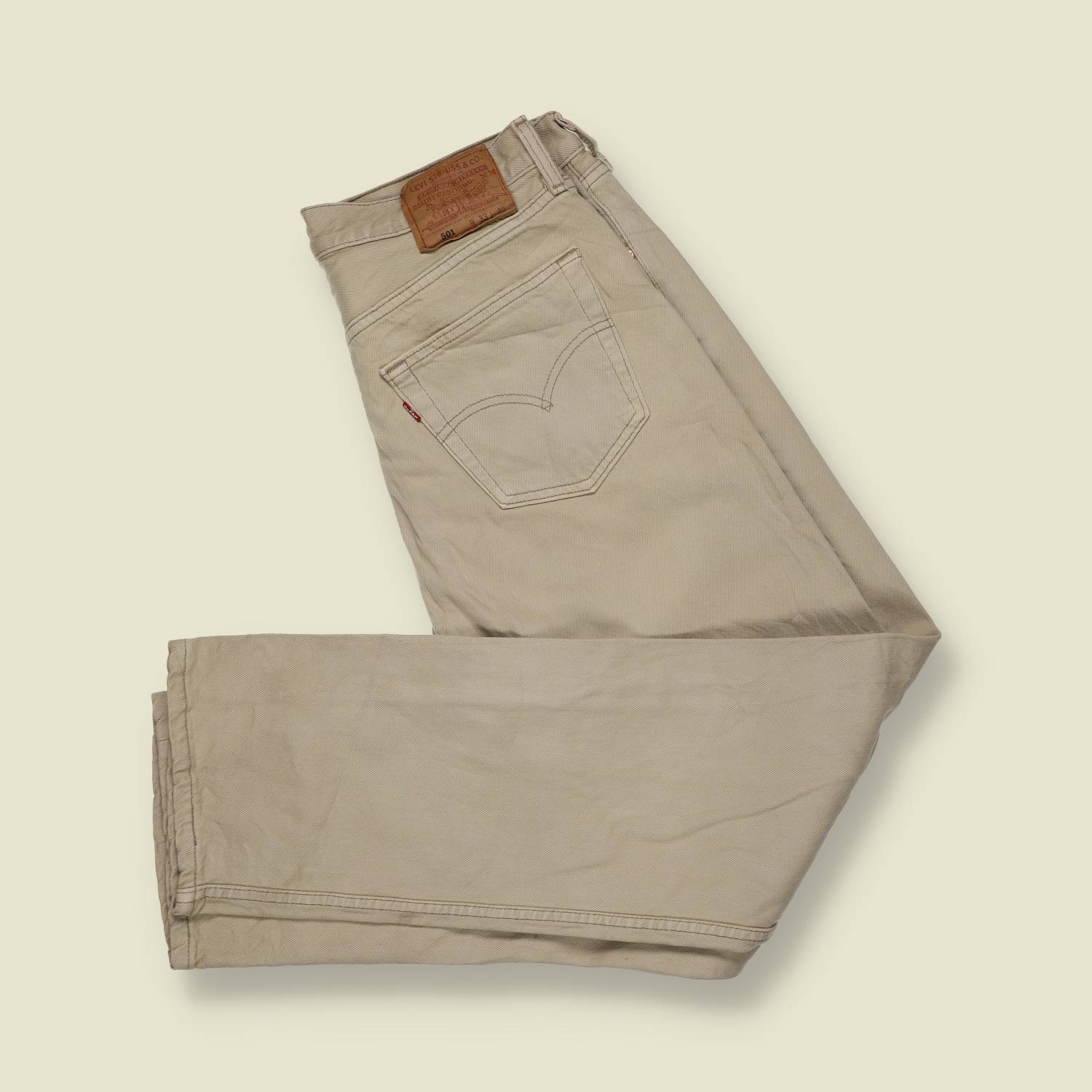 1980s–1990s | Levi’s 501 | Made in USA | Sand / Stone Denim – w32