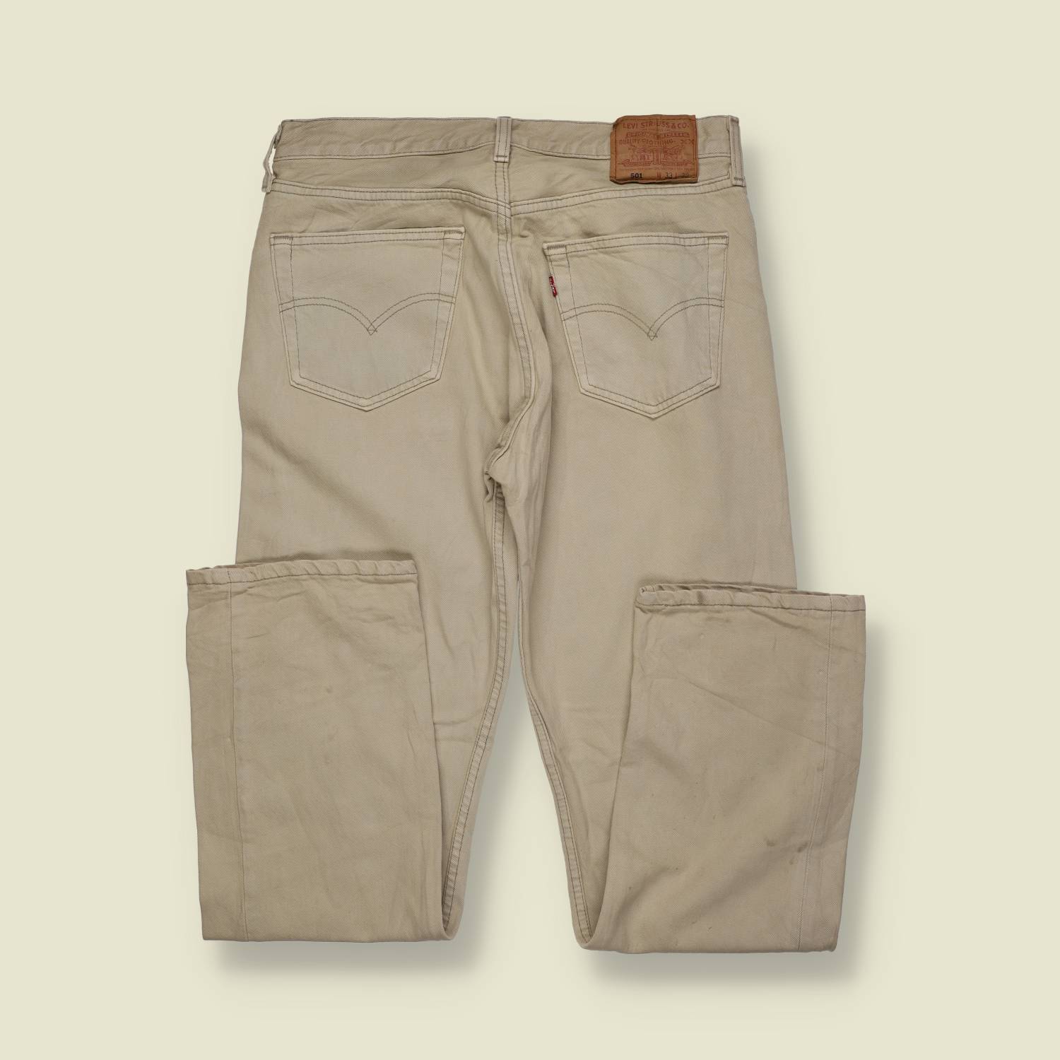1980s–1990s | Levi’s 501 | Made in USA | Sand / Stone Denim – w32