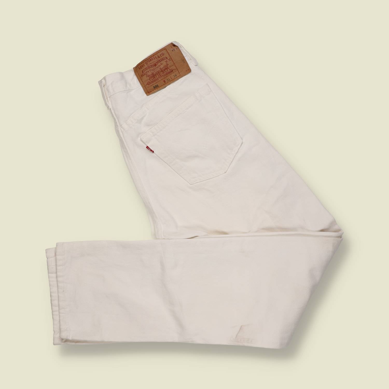 1980s–1990s | Levi’s 501 | Made in USA | White Denim – w30